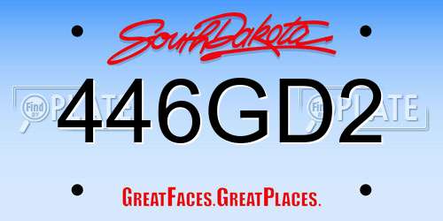 446GD2 South Dakota License Plate