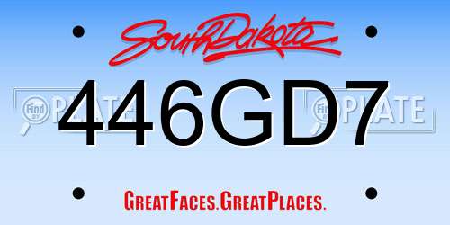 446GD7 South Dakota License Plate