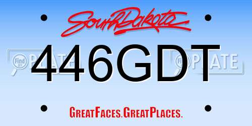 446GDT South Dakota License Plate