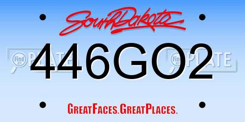 446GO2 South Dakota License Plate