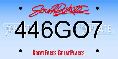 446GO7 South Dakota License Plate