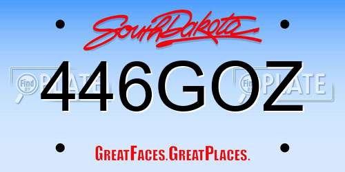 446GOZ South Dakota License Plate