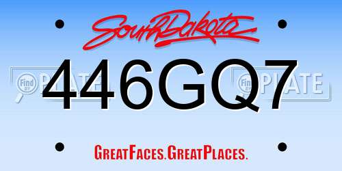 446GQ7 South Dakota License Plate