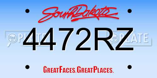 4472RZ South Dakota License Plate