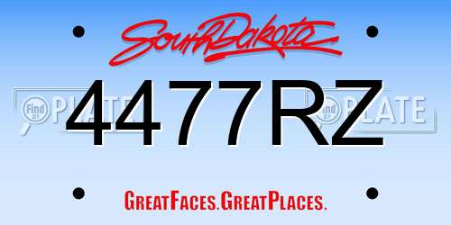 4477RZ South Dakota License Plate