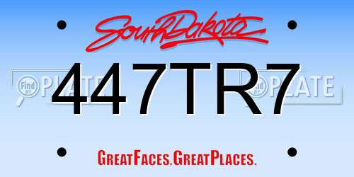 447TR7 South Dakota License Plate