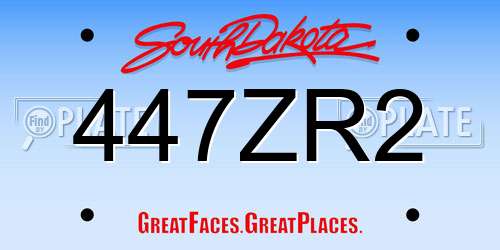447ZR2 South Dakota License Plate