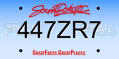 447ZR7 South Dakota License Plate