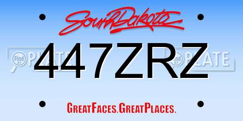 447ZRZ South Dakota License Plate