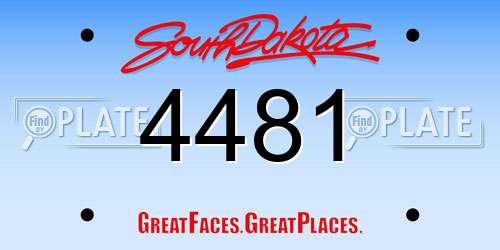 4481 South Dakota License Plate