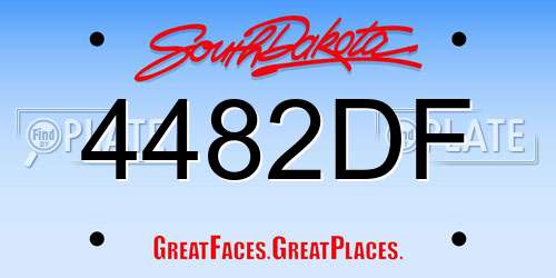 4482DF South Dakota License Plate