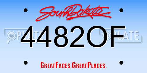 4482OF South Dakota License Plate