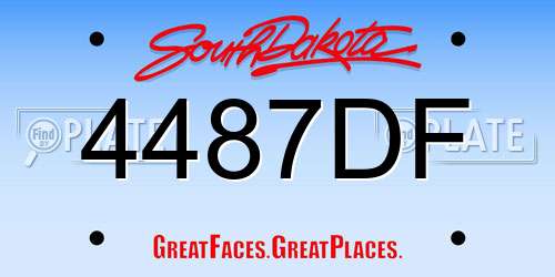4487DF South Dakota License Plate