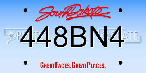 448BN4 South Dakota License Plate