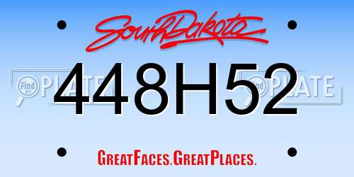448H52 South Dakota License Plate