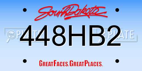 448HB2 South Dakota License Plate