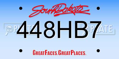 448HB7 South Dakota License Plate