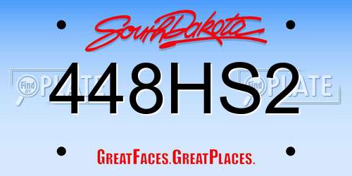 448HS2 South Dakota License Plate