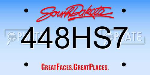 448HS7 South Dakota License Plate