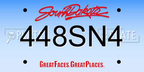 448SN4 South Dakota License Plate