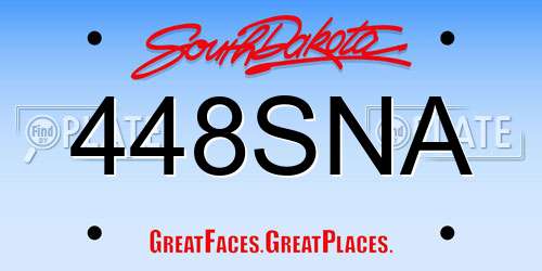 448SNA South Dakota License Plate