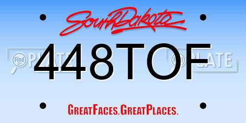 448TOF South Dakota License Plate
