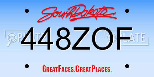 448ZOF South Dakota License Plate