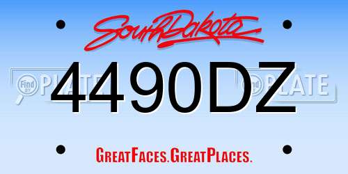 4490DZ South Dakota License Plate
