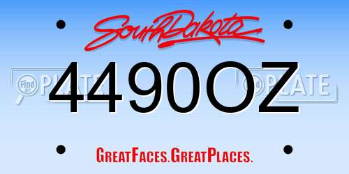 4490OZ South Dakota License Plate