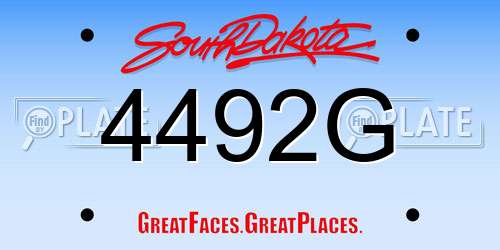 4492G South Dakota License Plate