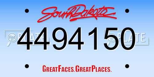 4494150 South Dakota License Plate