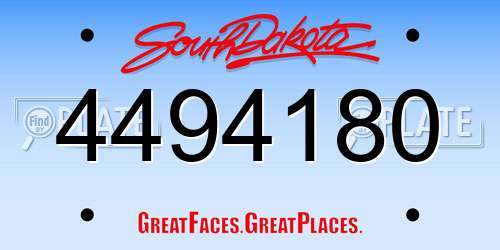 4494180 South Dakota License Plate