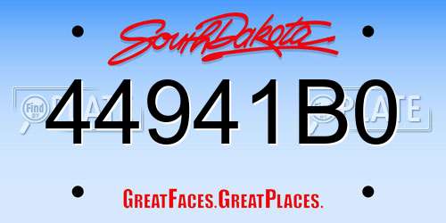 44941B0 South Dakota License Plate