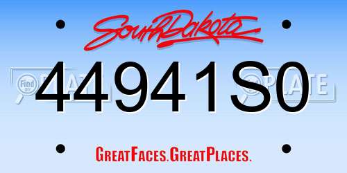 44941S0 South Dakota License Plate