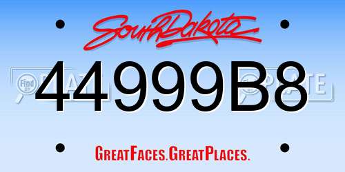 44999B8 South Dakota License Plate