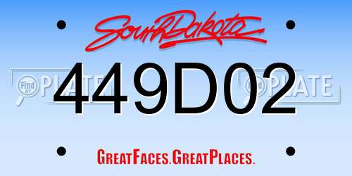 449D02 South Dakota License Plate