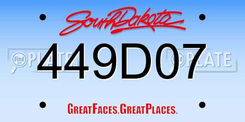 449D07 South Dakota License Plate