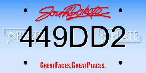449DD2 South Dakota License Plate