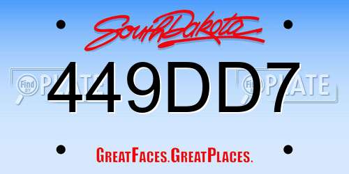 449DD7 South Dakota License Plate