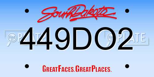 449DO2 South Dakota License Plate