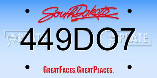 449DO7 South Dakota License Plate