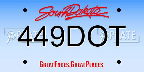 449DOT South Dakota License Plate