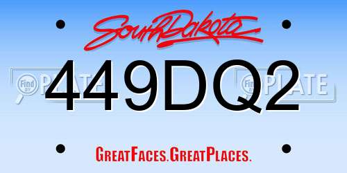 449DQ2 South Dakota License Plate