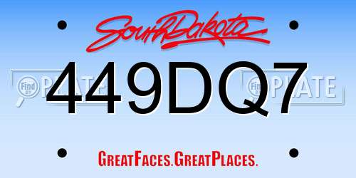 449DQ7 South Dakota License Plate