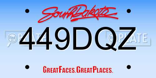449DQZ South Dakota License Plate