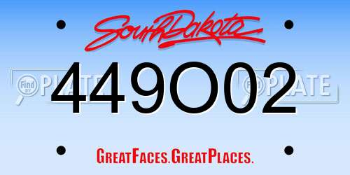 449O02 South Dakota License Plate