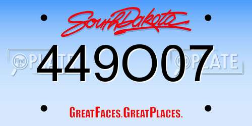 449O07 South Dakota License Plate