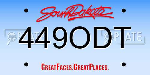 449ODT South Dakota License Plate