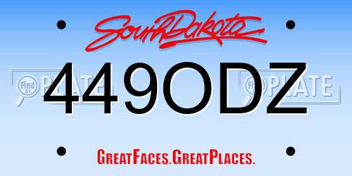 449ODZ South Dakota License Plate