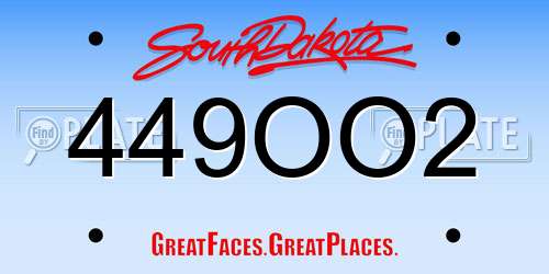 449OO2 South Dakota License Plate